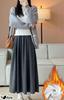 Azulte Warm Maxi Winter Solid Color with Relaxed Cold Weather Daily Size M Women's Fleece-Lined Skirt, Long, Warmth, Pockets, Wear, Commuting,