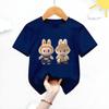 2025 New LABUBU Printed Short Sleeved Fashionable and Versatile Round Neck T-shirt Casual Cartoon Style Girl's Top