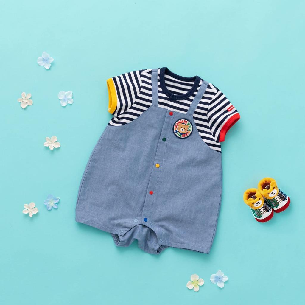 MIKI HOUSE HOT BISCUITS Shortall Gift Set for Boys and Baby Baby (Boxed) Girls, Clothes, Gift, Blue, 70cm, 74-9977-498