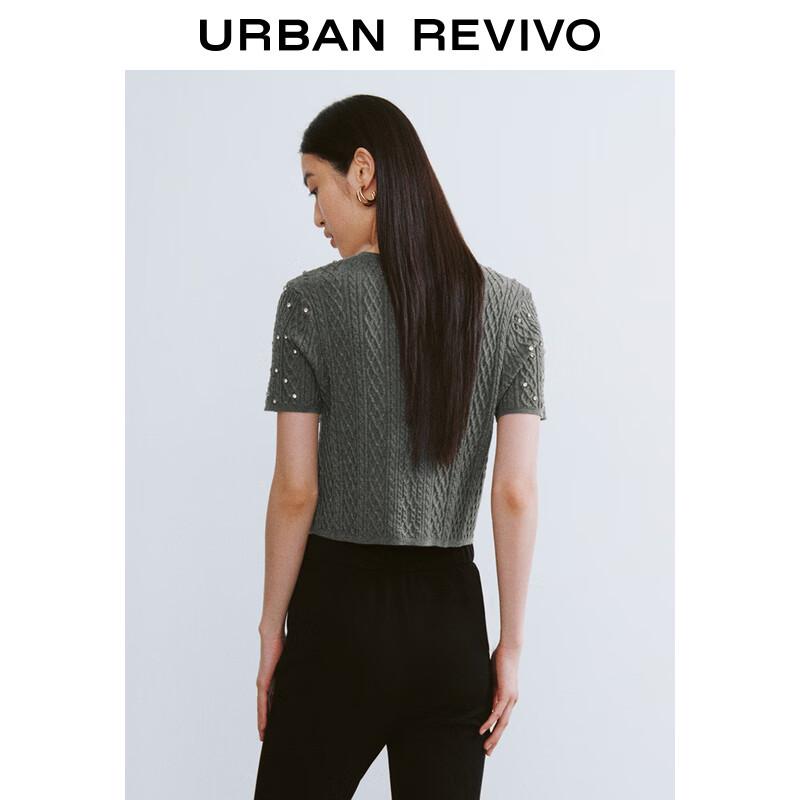 UR Women's Rhinestone Textured Short Sleeve Knit Cardigan