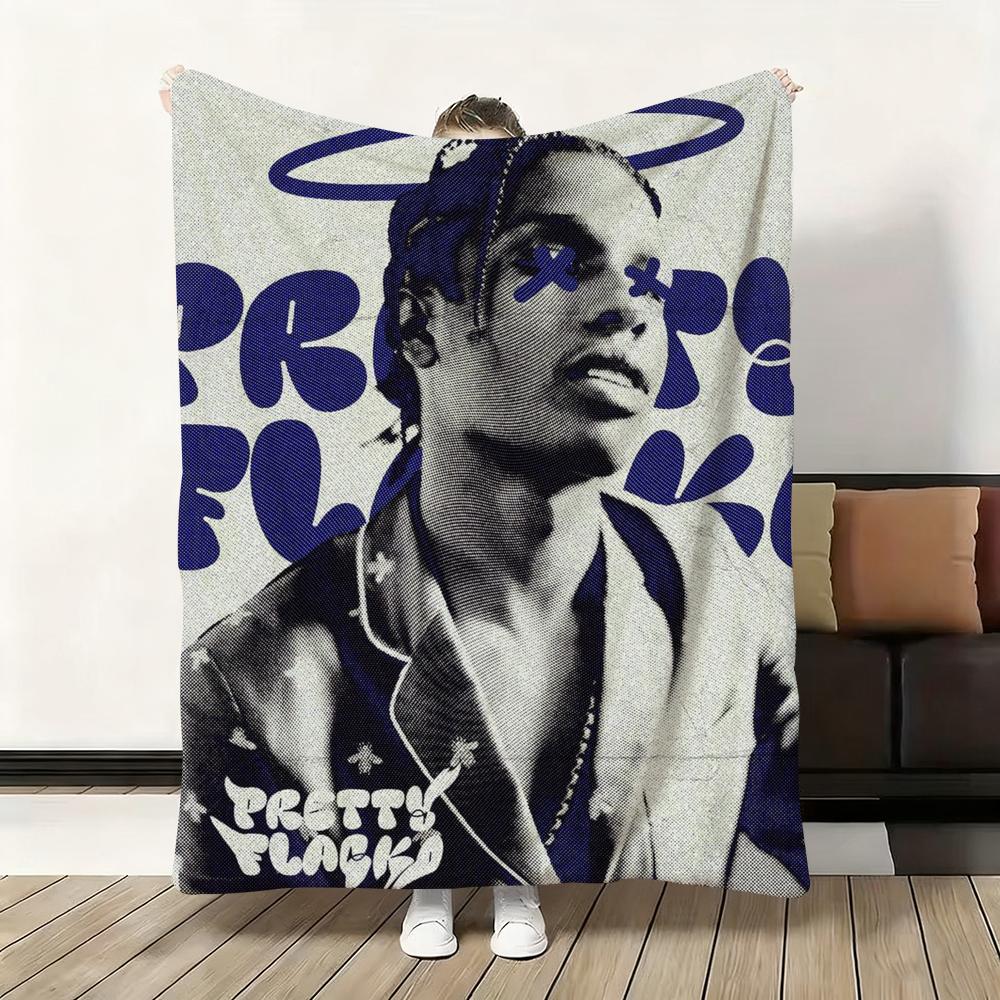 A$Aps R-Rocky A-Asap Throw Flannel Fluffy Soft Blanket Warm Skin-Friendly Throw For Sofa Bed Office Nap Winter