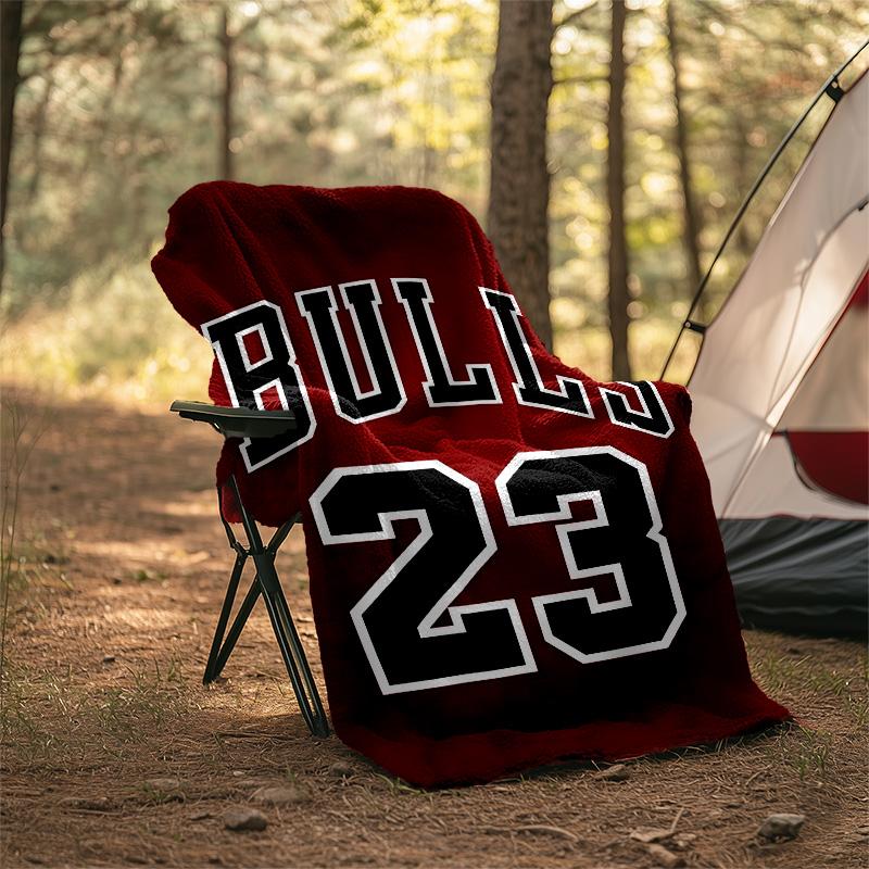 1pc Chicago Bulls Theme Blanket - Digital Print, Polyester, Cozy for All Seasons, Perfect for Outdoor, and Travel