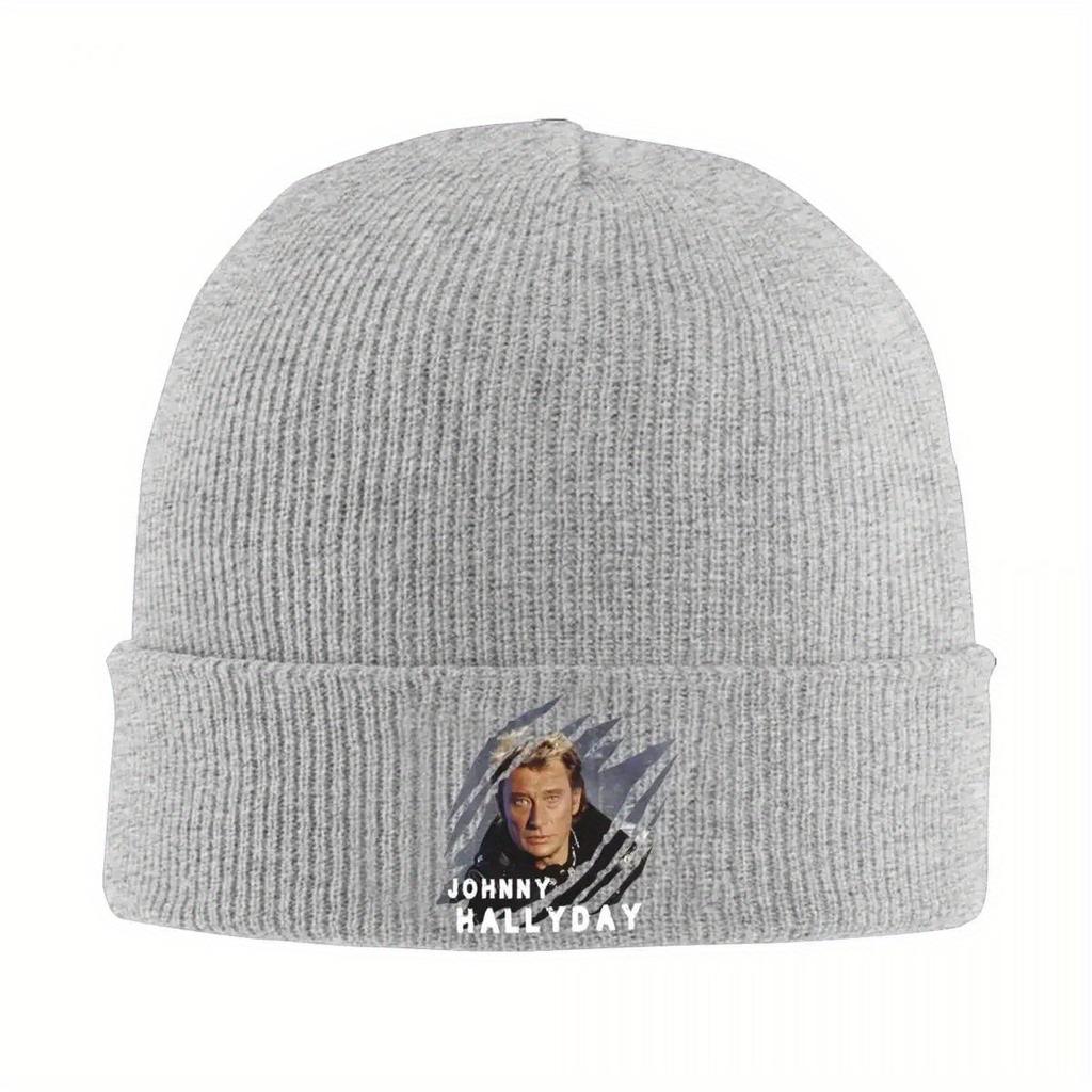 Pop-Sänger Johnny Hallyday Strickmütze Beanie Wintermütze Warm Unisex Lässige Kappen Unisex Damen Geschenk