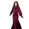 Ladies Floral Print Long Sleeve Maxi Dress Pleated Formal Party Dress