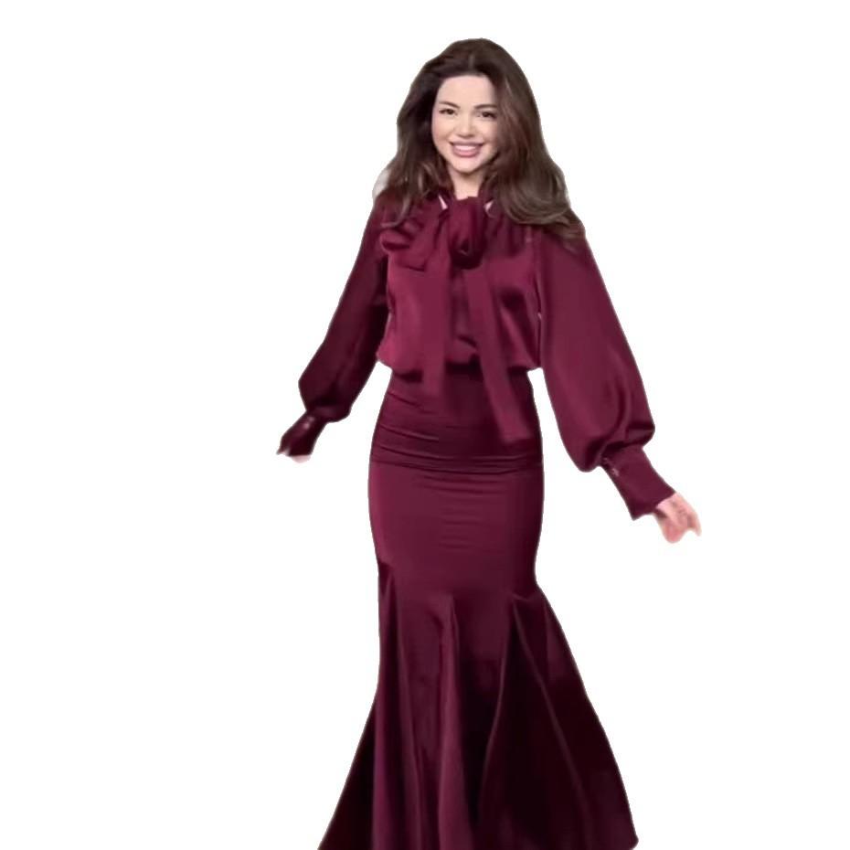 Ladies Floral Print Long Sleeve Maxi Dress Pleated Formal Party Dress