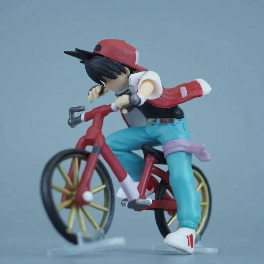 6cm Pokemon Anime Figure Ash Ketchum Biking Figures Red Action Figures Pvc Collection Model Toys Gifts