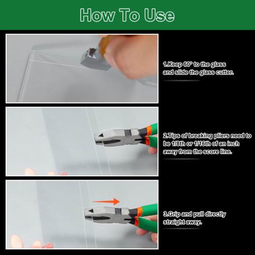 LEONTOOL 6-inch Breaker Grouser Pliers with 3/8-inch Flat Curved Jaws, Spring-Loaded Glass Breaking Tool for Trimming Glass, Ceramic, Stained Glass, M