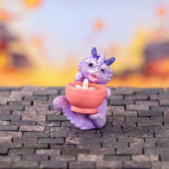 Bright Colors Cute Dragon Figurine Resin Ornament for Home New Year Decorations