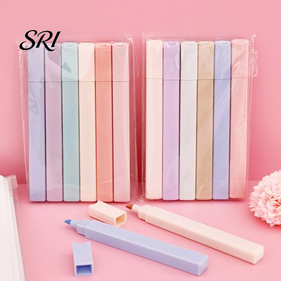 Highlighter Pen 6Pcs Pastel Set for Students Large Capacity Eye-Care Student Highlighters Markers Journaling Notes Quick-Dry Dual-Tip Cute School