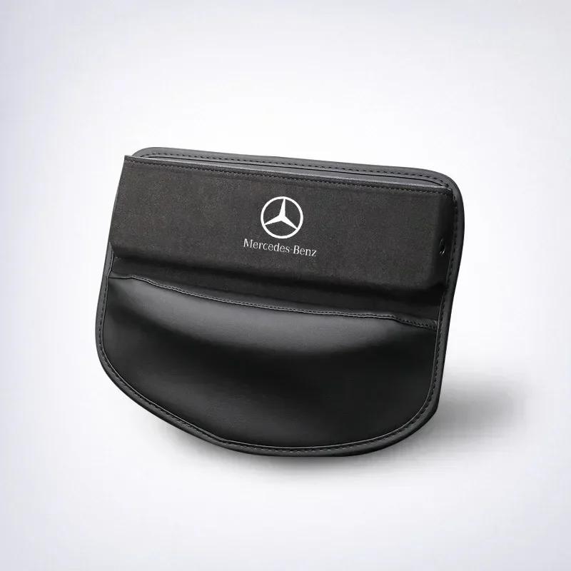 For Mercedes Benz Car Logo Seat Gap Organizer Box Storage Bag W204 W205 W203 W211 W212 W213 W201 W210 W124 W126 CLA CLK CLS GLA  Z7