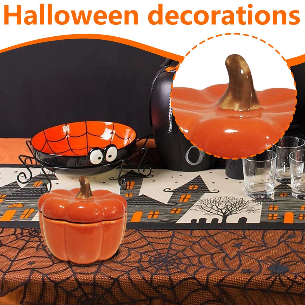 Halloween Ceramic Candle Cup Pumpkin Bowl Decoration