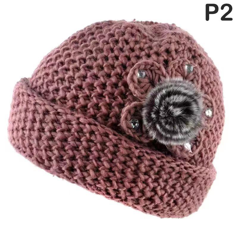 1Pc Bonnets For Women Winter Hats  Head Warmer Floral Cross Knitted Hat Ladies Warm Winter Hat Beanies Women Hat
