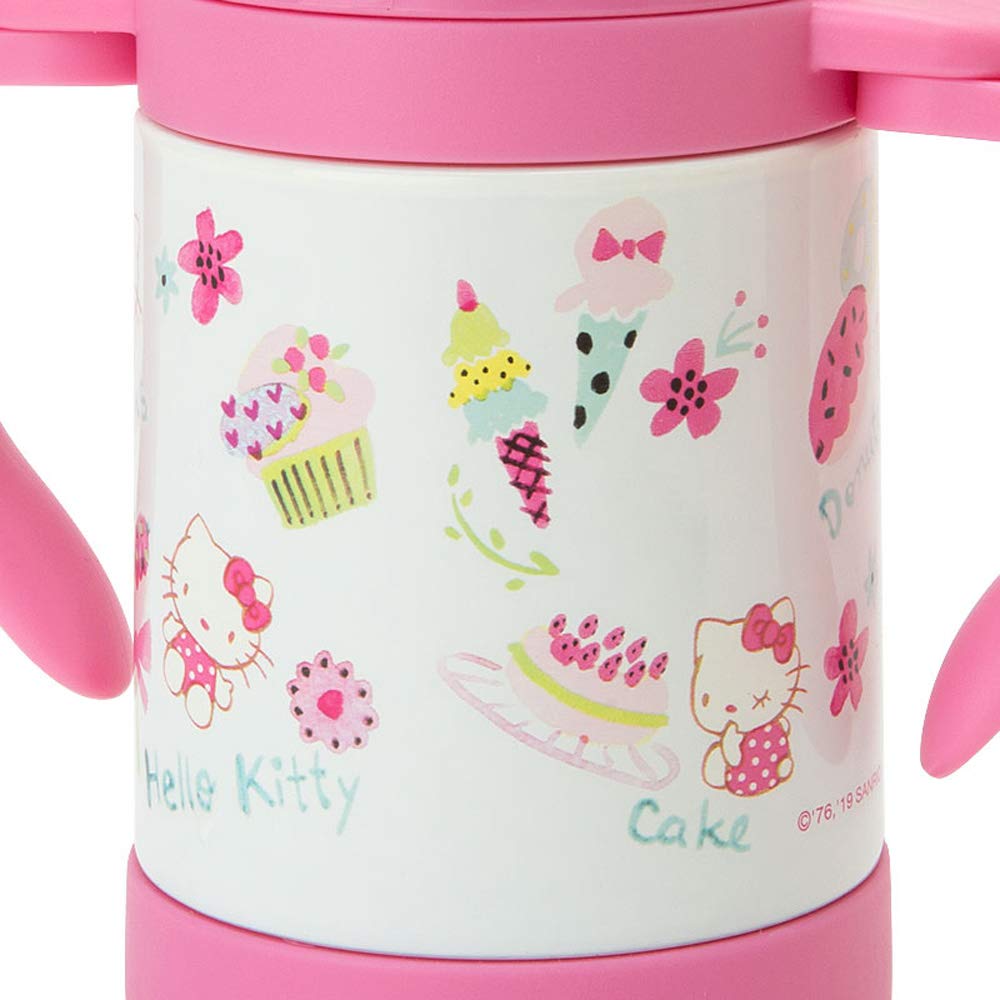 Sanrio Hello Kitty Water Bottle with Straw Stainless Keeps Drinks with Locking for Character Design Children's Mug, 250ml, One-Touch Steel, Cold, Lid,