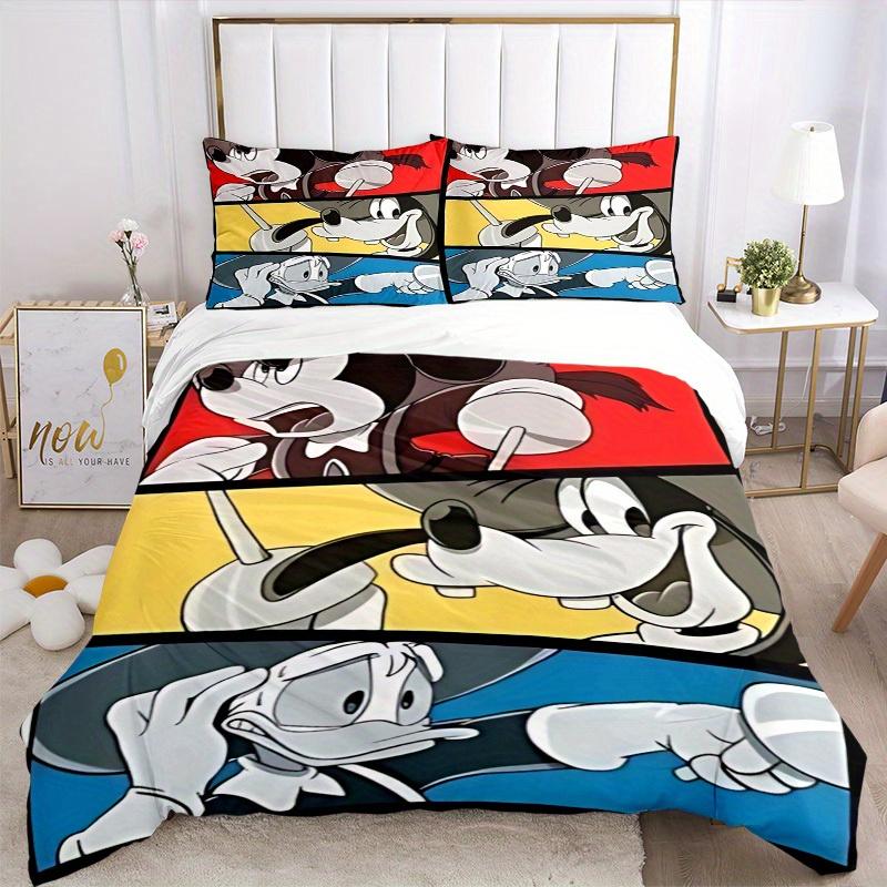 3pcs Mickey, Donald Duck Printed Bedding Set, Breathable And Soft, Machine Washable, Christmas Gift, Suitable for Bedroom Decoration, 085