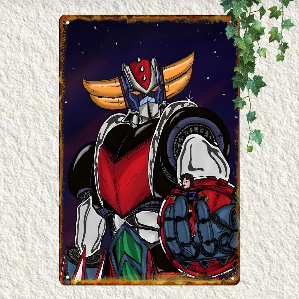 Room Decor Vintage Anime Robot Aluminum Metal Sign Waterproof and Dustproof Artistic Room Decor for Home Bar Cafe Unique G