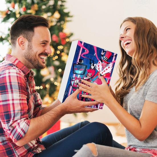 Hazbin Hotel Advent Calendar 24 Day Christmas Countdown Box with Unique Window Design Multifunctional Holiday Decoration for Kids Rooms Houses Cars