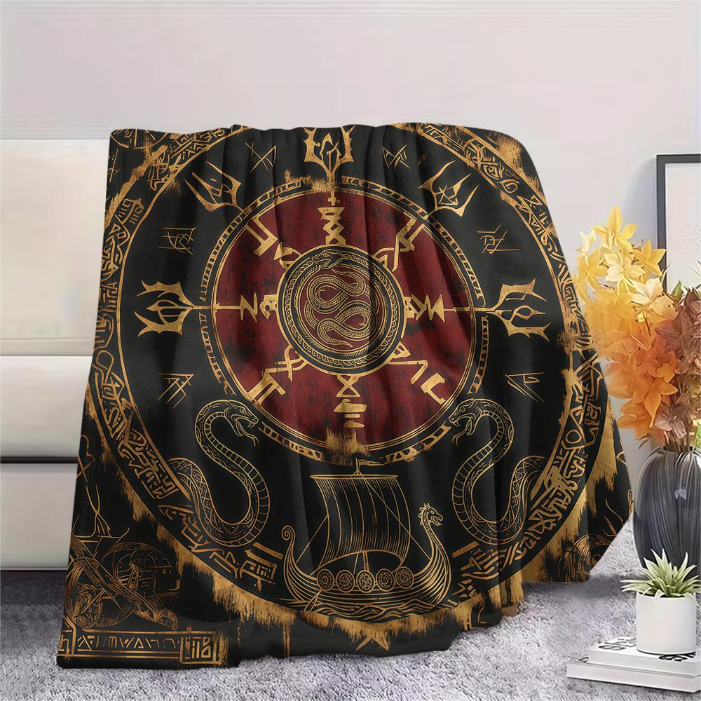 Viking animal snake Print Flannel Blanket High quality Comfortable for All Seasons Home Decor Warmth and Comfort Perfect for Christmas Gifts