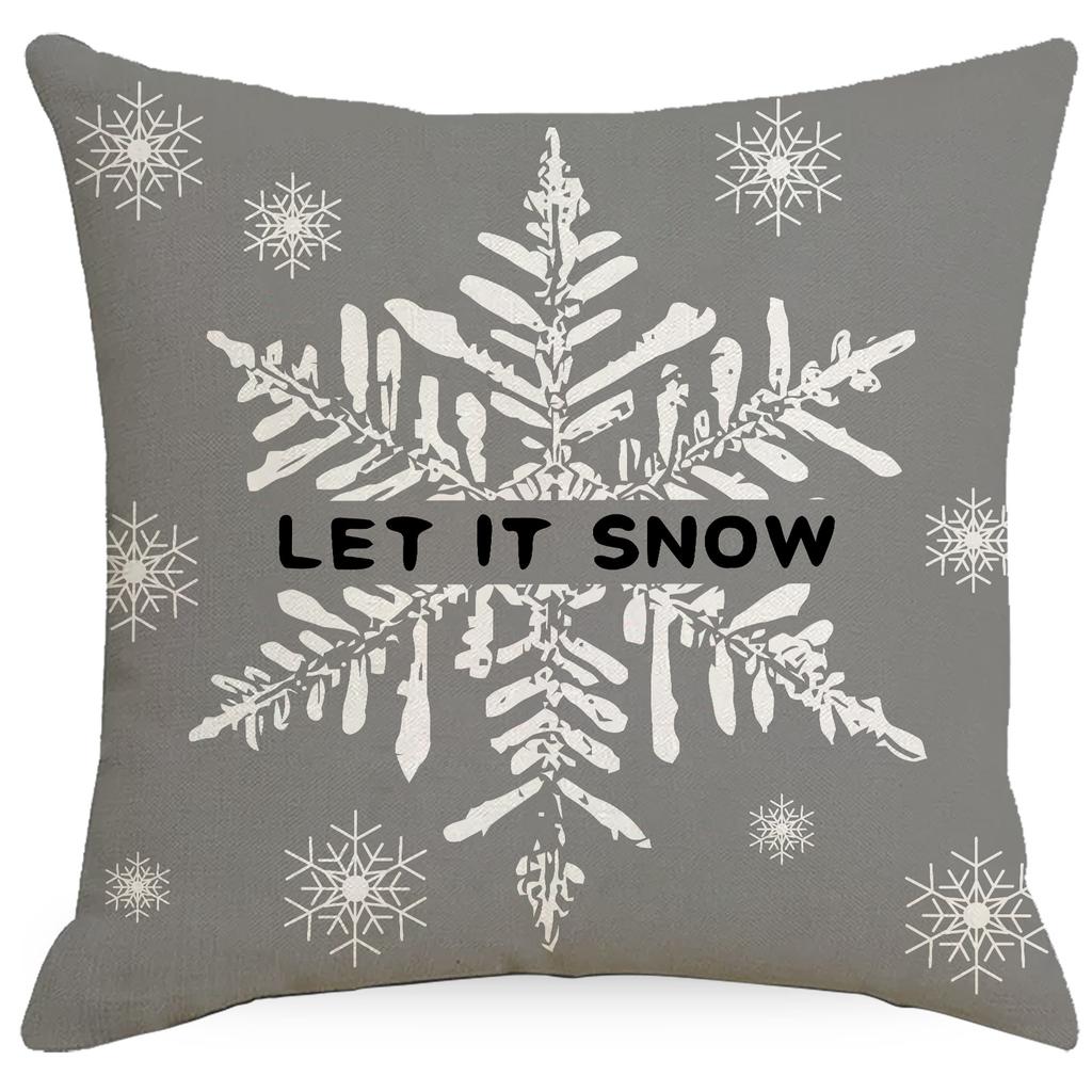 Christmas Linen Throw Pillow Cover Christmas Tree Snowflake Holiday Home Decor Gift Sofa Cushion Cushion Cover