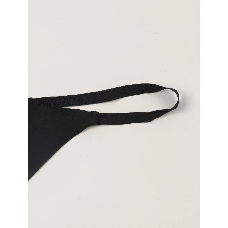 Women's Sexy Panties Thong Metal Decoration At The Back G-Strings Low Rise Brief Solid Black Underwear