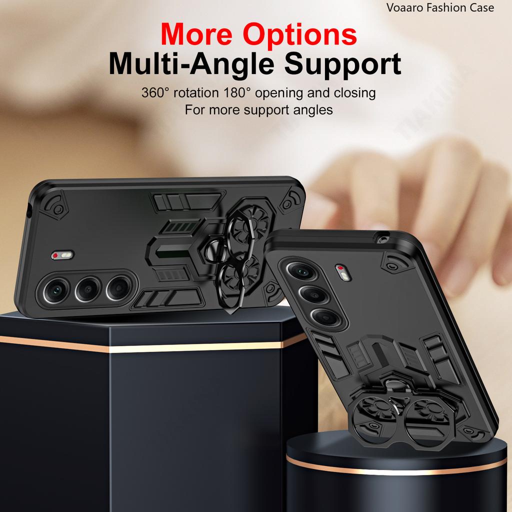 Dual Finger Ring Armor Cover for Tecno Camon 40 Pro 5G Case for Tecno Camon 40 Pro 4G Rotate Metal Bracket Kickstand Case Capa