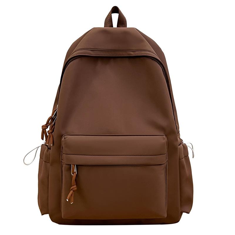 Schoolbag Solid Color Simple Backpack Printable Logo Casual Canvas Backpack Large Capacity Junior High School High School Student School Bag