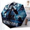 1 STuks Wednesday Addams Gotische Muziek Automatische Vouwparaplu - Compact 8-Rib Design, Duurzaam Plastic & IJzer, Dagelijks Gebruik F010635