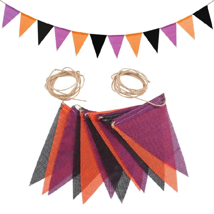 Colorful Burlap Pennant Flags Multicolored Hemps Pennant Easy Installation Durable Decoration For Outdoor Activities 1 фиолетовый/оранжевый