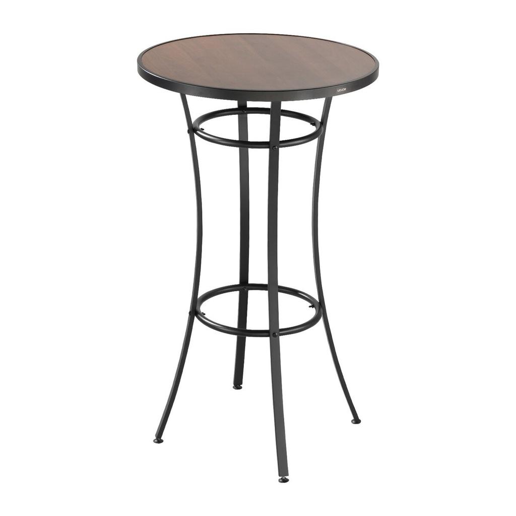 Outdoor Round Bar Table, 60 cm Counter Bar Height Bistro Table, Patio Dining Tables with Easy-to-Clean Top & Sturdy Metal Frame, Indoor High Top Pub