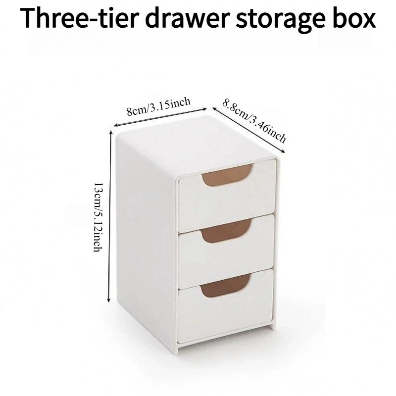 1PC Three-layer Drawer Storage Box, Pure White Simple Desktop Storage Box, Cosmetic Storage Box.