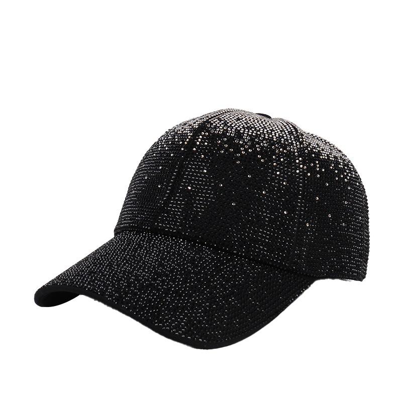 New Light Luxury Full Diamond Contrasting Color Baseball Cap Sunscreen Sun Hat Showing Face Small Versatile Rhinestone Hat Vacation Hat
