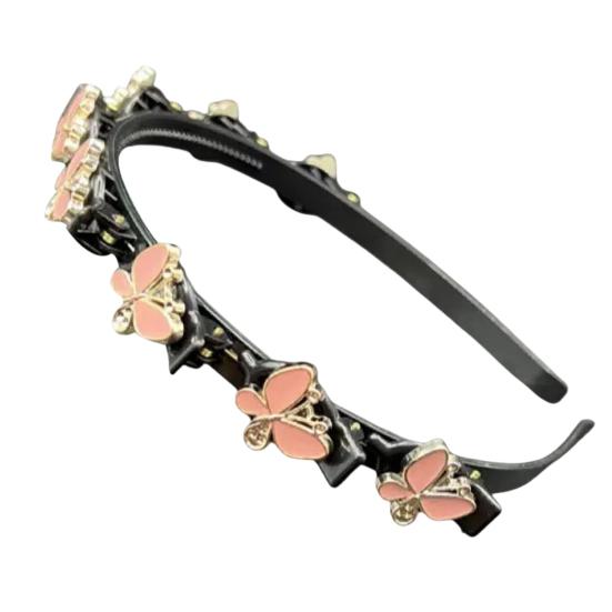 Women Headband Imitation Pearl Flower Decor Double Layer Hair Hoop Stable Non-Slip Hair Braiding Tool