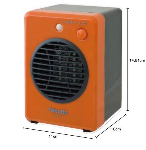 TEKNOS Mini Ceramic Fan Heater, 300W, Orange, TS-321