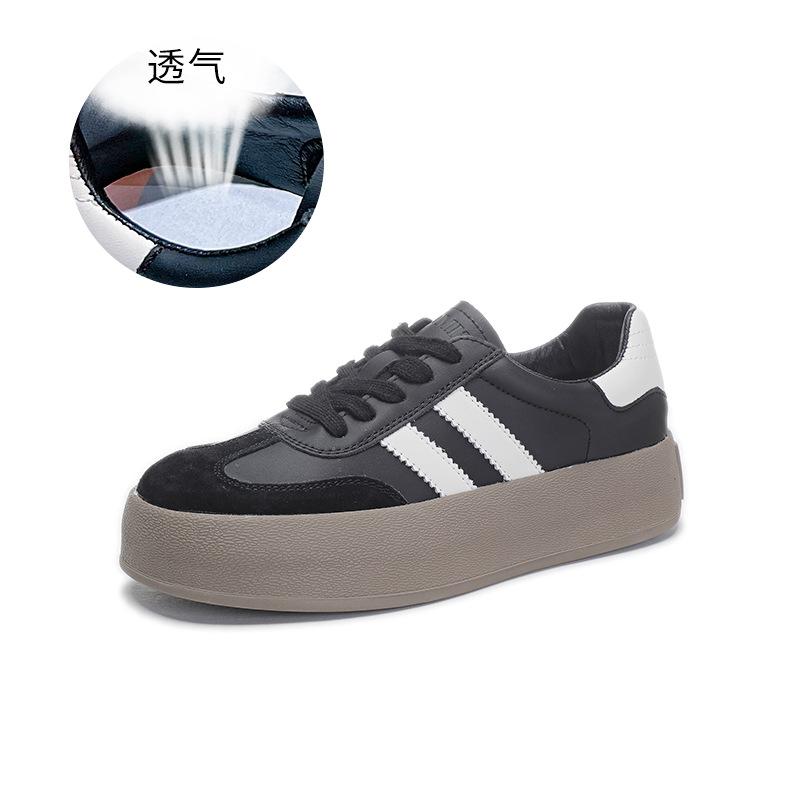Leather German training shoes 2025 autumn new board shoes platform single shoes sports little white shoes women's Forrest Gump shoes casual women's