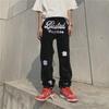 Unisex Retro Yama Kontrast Kot Pantolon - Amerikan Vibe, Hip-Hop Bol Paça Stil