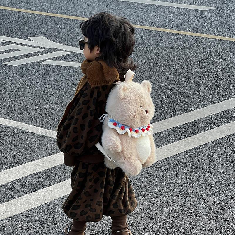 Plush Soft Stylish Bear And Bunny Toddler Backpack With Adorable Animal Design