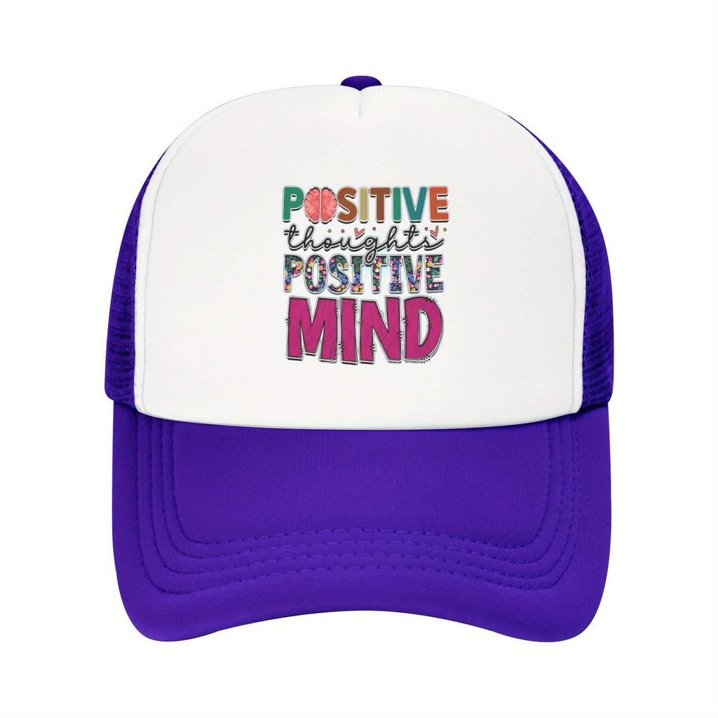 Positive Thoughts Positive Mind Mesh Trucker Cap Breathable Baseball Hat Casual Outdoor Adult Headwear Unisex