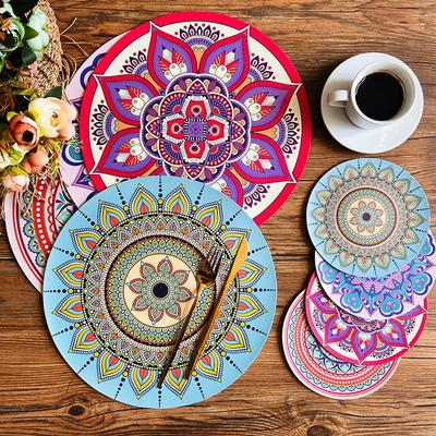 Datura Flower Print Pu Placemat Set of 4,Non-Slip Heat Insulated Table Mats for Dining Table,Easy To Clean