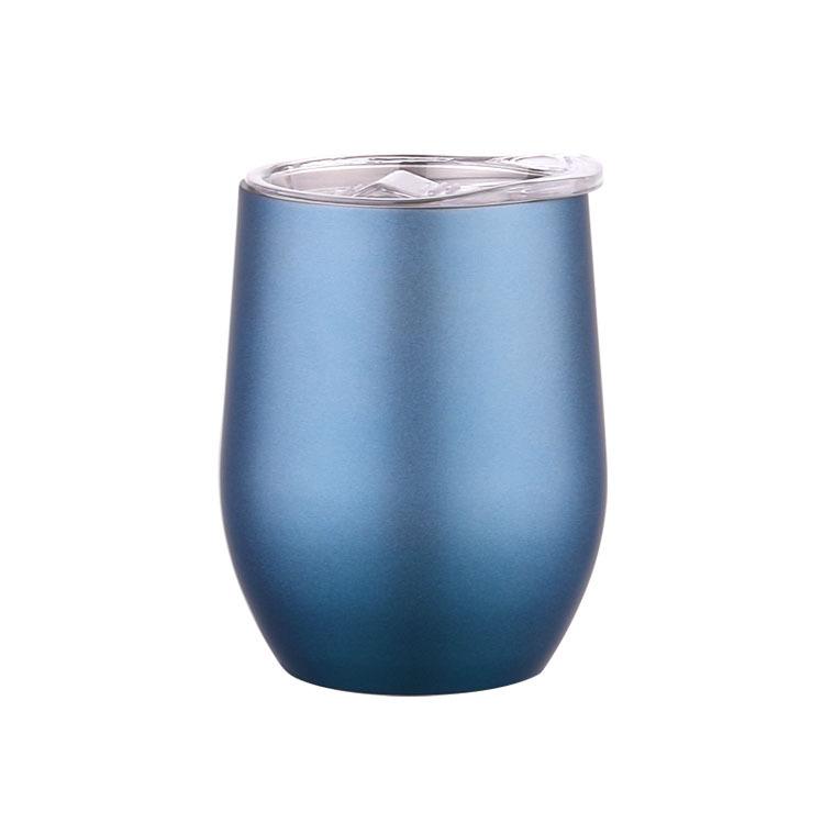 304 Stainless Steel Double-Layer Vacuum Insulated 12oz Egg-Shaped Cup, Portable U-Shaped Design with Heat Sublimation Spray.