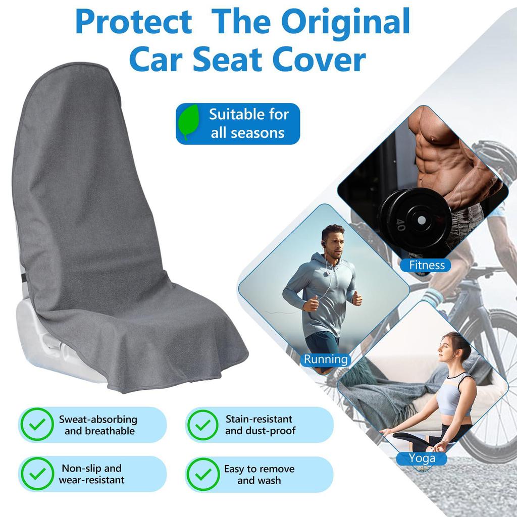 Universal Waterproof & Sweatproof Vehicle Seat Cover - Terry Cloth, Dustproof, Four Seasons Compatibility, Sports Seat Cushion