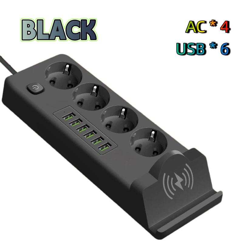EU Plug Power Strip With Wireless Charger – Multi-Outlet USB PD Charging Station with Wireless Charging Pad