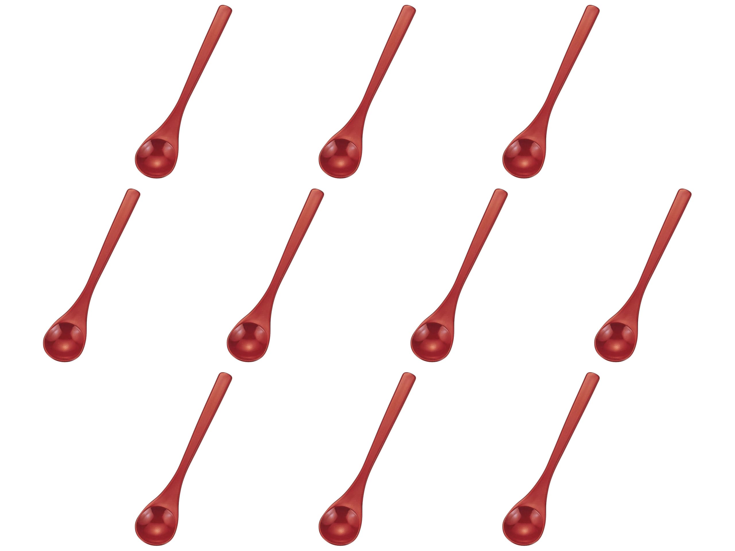 

Set of 10 Vermilion Lacquered Chawanmushi Spoons x Lacquerware ABS Setomonohonpo [A] [13.2 2.7 cm] Spoons, Resin,