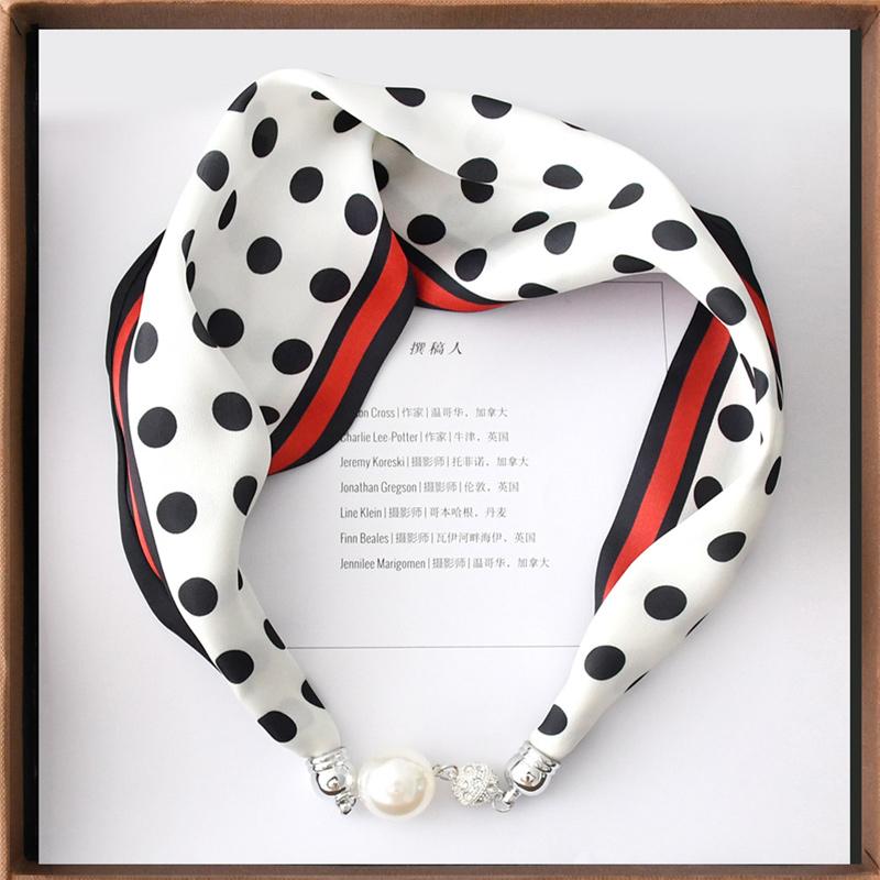 1pc Neckerchief Women Necklace Scarf Hand Wrist Magnetic Button Bag Scarves Scarves Print