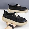 2025 Herbst neue Mode Herrenschuhe Plateau und leichte Freizeitschuhe Ein-Pedal Lazy Foot Casual Lederschuhe vielseitig