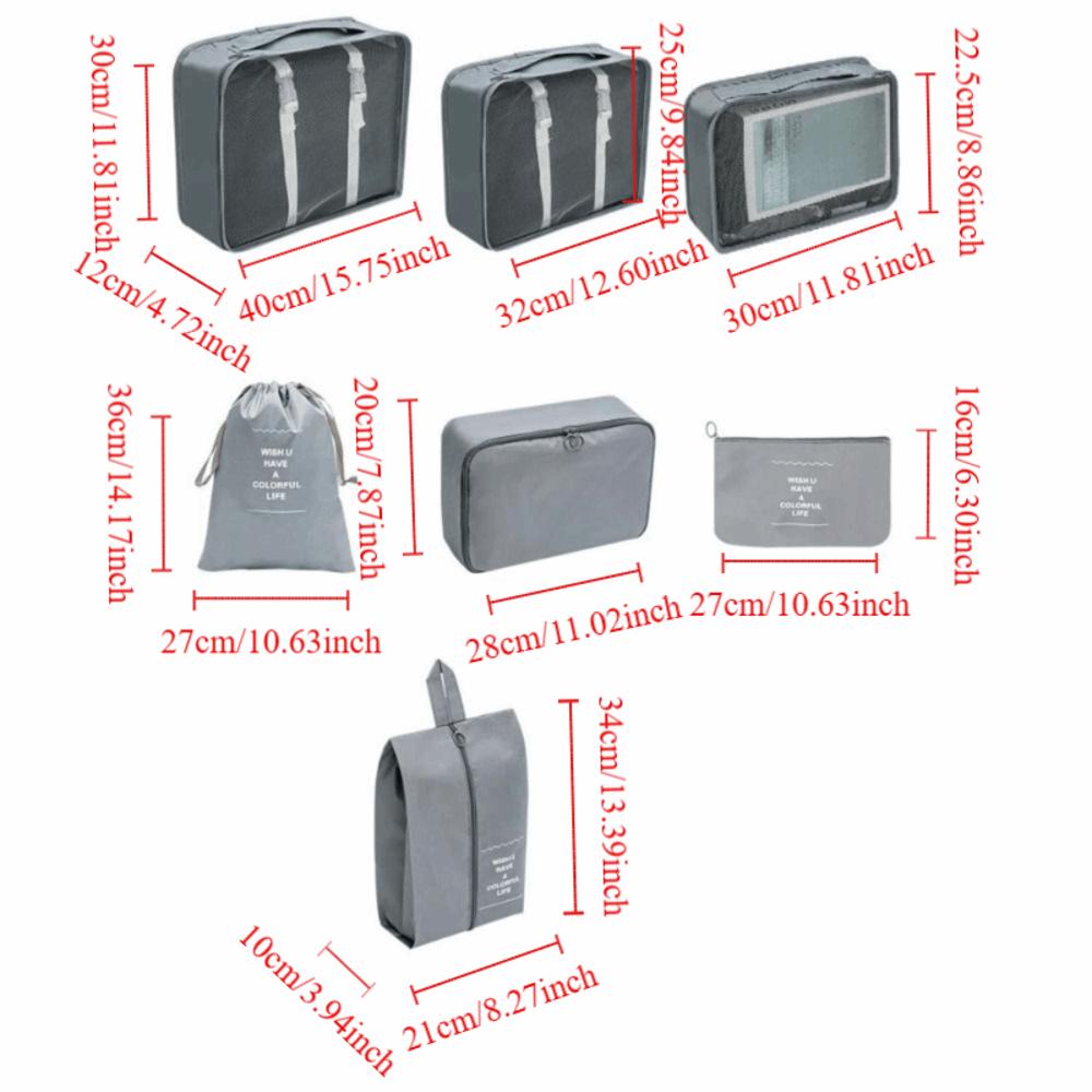 7Pcs/Set Large Capacity Travel Organizer Storage Bags Folding Clothes Shoe Tidy Pouch  Wardrobe