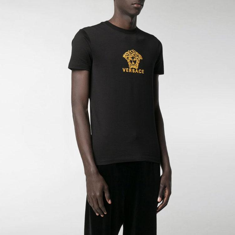 Versace T Shirts Men's Black Crew Neck Moderate Straight Fit A82396-A224589-A92Y