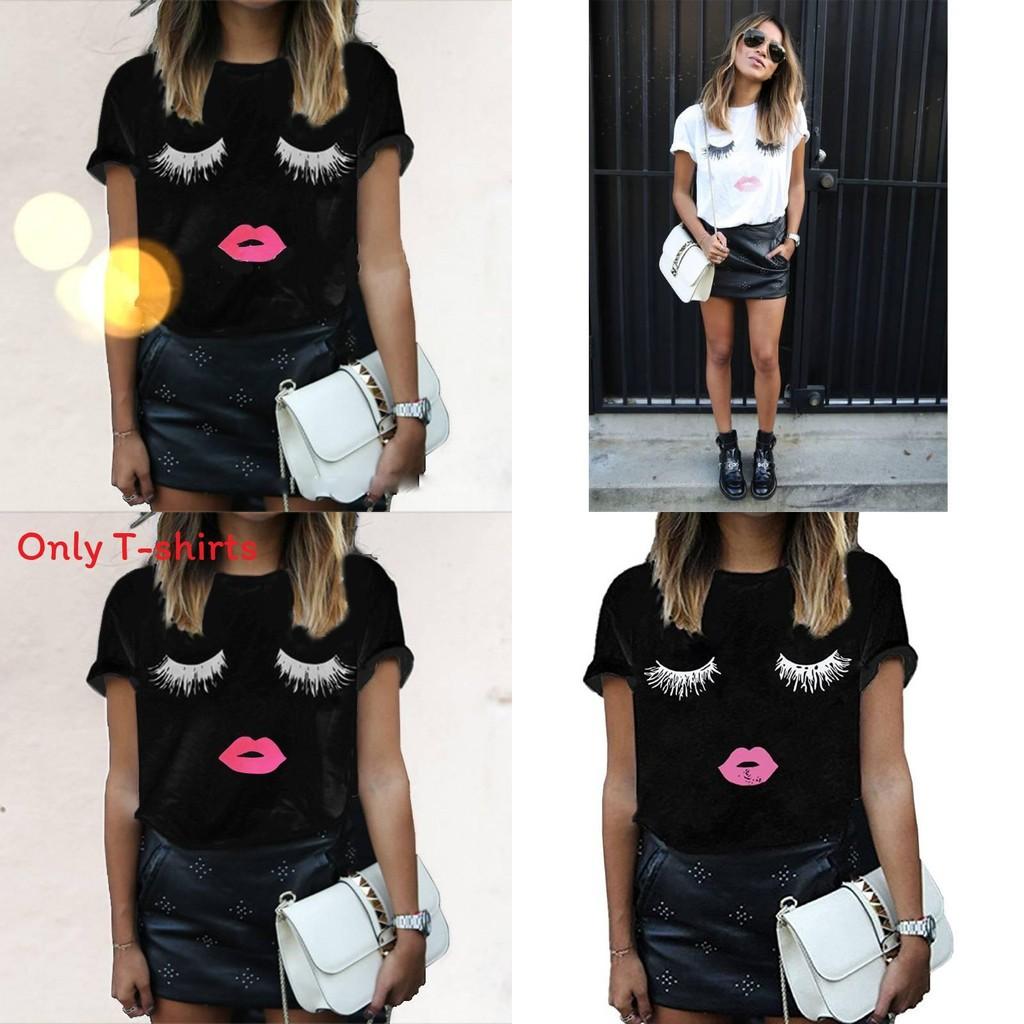 Trendy Women's Short Sleeve Graphic T-shirt With Black And White Print For Stylish Streetwear