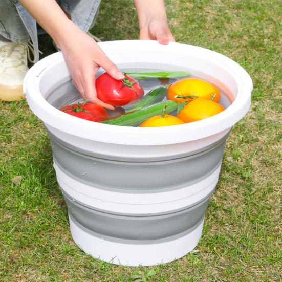 10L Foldable Water Bucket with Handle Portable Lightweight Multifunctional Outdoor Camping Fishing Car Washing Collapsible Water Storage Pail