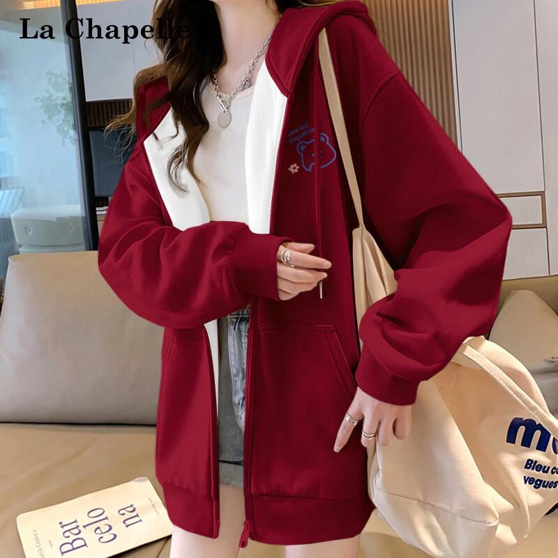 La Chapelle Women s Winking Bear Hooded Zip-Up Sweatshirt Cardigan 2XL