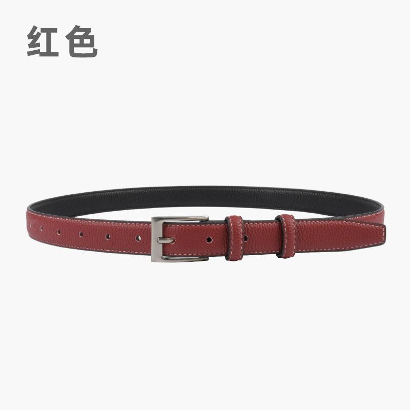 The First Layer Of Cowhide Lychee Pattern Genuine Leather Women'S Belt Retro Belt With Jeans Casual Pants Width 2.3Cm Pin Buckle