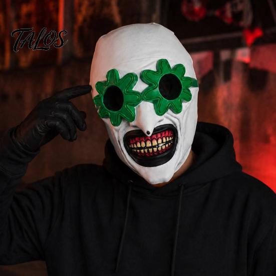 Detailed Latex Costume Masque Halloween LED Clown for Adults, Light Up Scary Horror Face Masquerade Full Costume, Cosplay Party Grinning Character